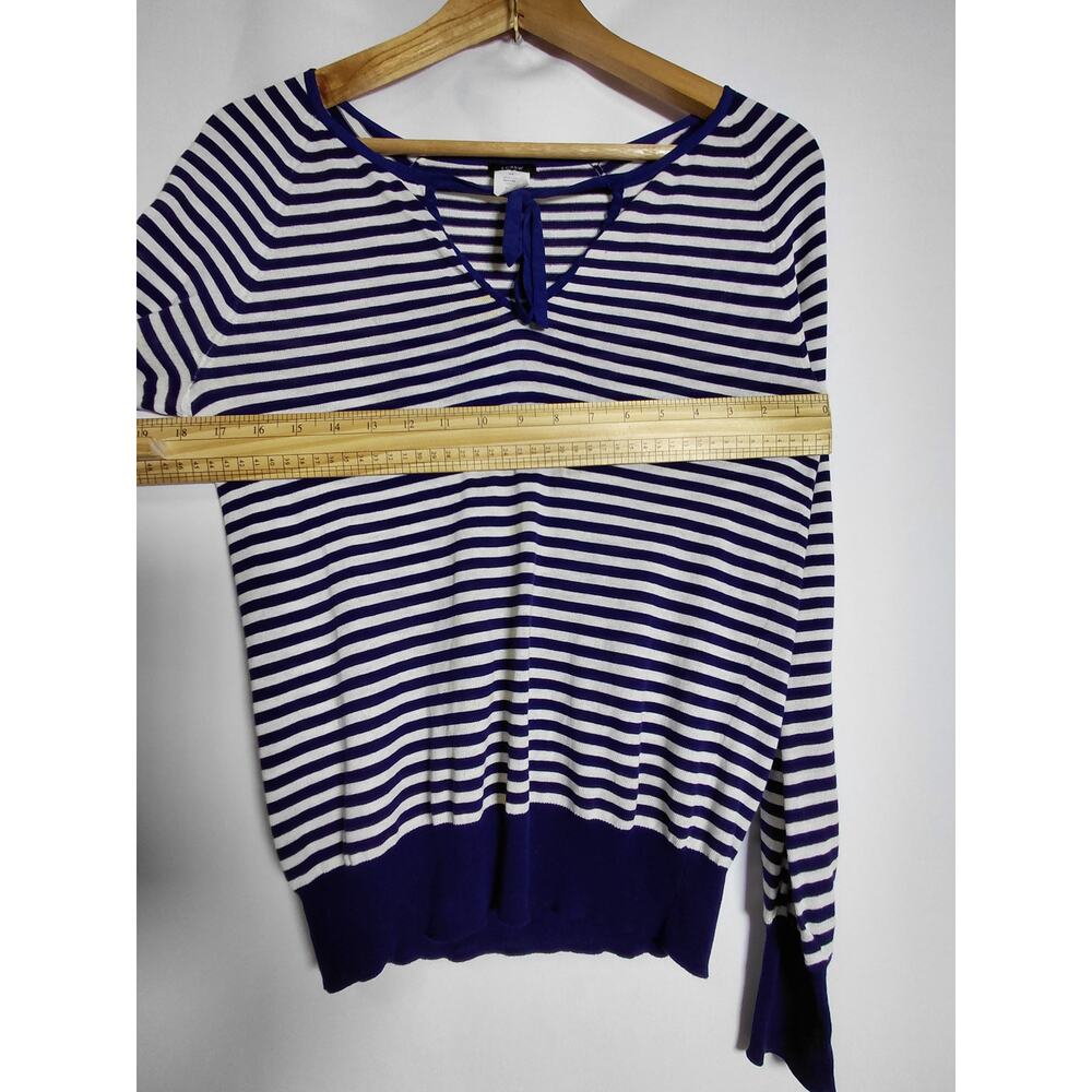 J.CREW Blue Striped Pullover Sweater Women Knit Silk Blend Size XS - Picture 12 of 15